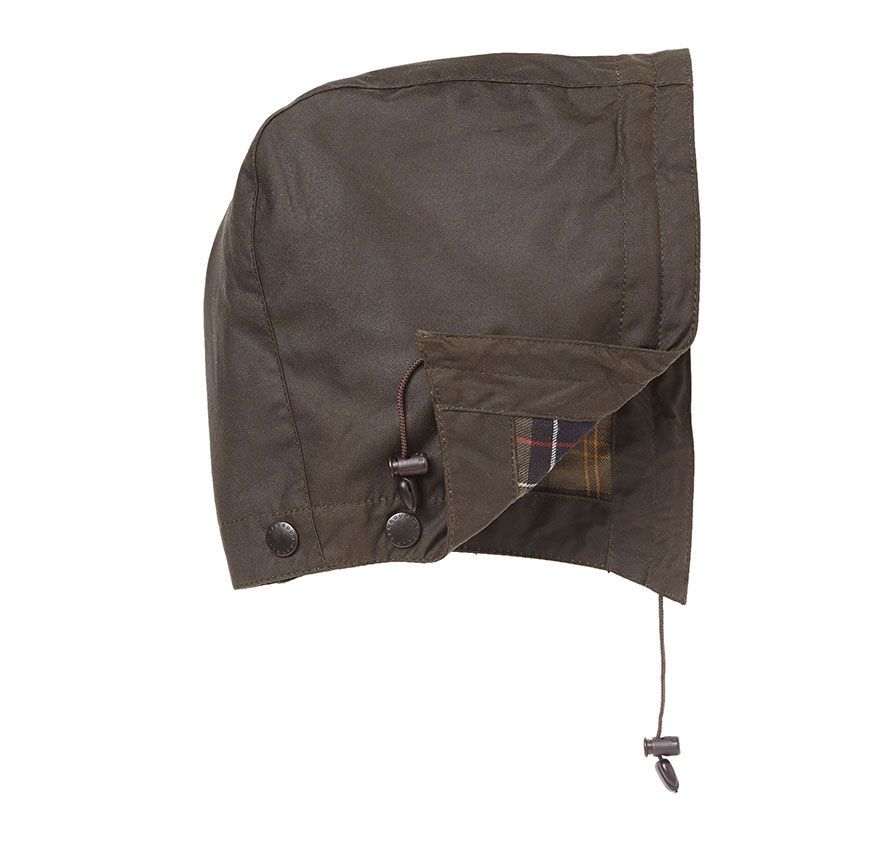 Barbour Classic Sylkoil Hood in olive.