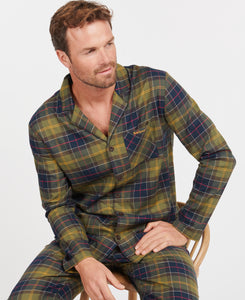 Model wearing Barbour Laight PJ Set in Classic Tartan.