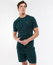 Load image into Gallery viewer, Model wearing Barbour Sid Tartan Lounge Set in Dark Green.
