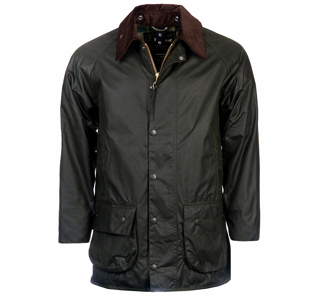 Barbour Beaufort waxed jacket in sage.
