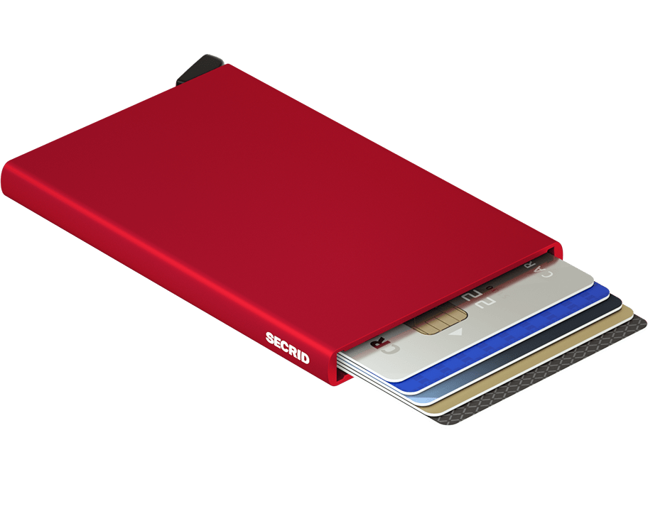 Secrid card protector in red.