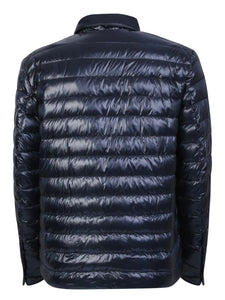 Herno Men's Nylon Ultralight Down Shirt Jacket in Blue Navy