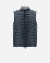 Load image into Gallery viewer, Herno Men&#39;s Nylon Ultralight Reversible Two Tone Waistcoat in Blue Navy/Light Grey.
