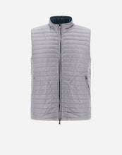 Load image into Gallery viewer, Herno Men&#39;s Nylon Ultralight Reversible Two Tone Waistcoat in Blue Navy/Light Grey.
