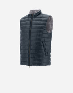 Herno Men's Nylon Ultralight Reversible Two Tone Waistcoat in Blue Navy/Light Grey.