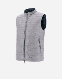 Herno Men's Nylon Ultralight Reversible Two Tone Waistcoat in Blue Navy/Light Grey.