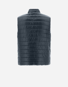Herno Men's Nylon Ultralight Reversible Two Tone Waistcoat in Blue Navy/Light Grey- back.