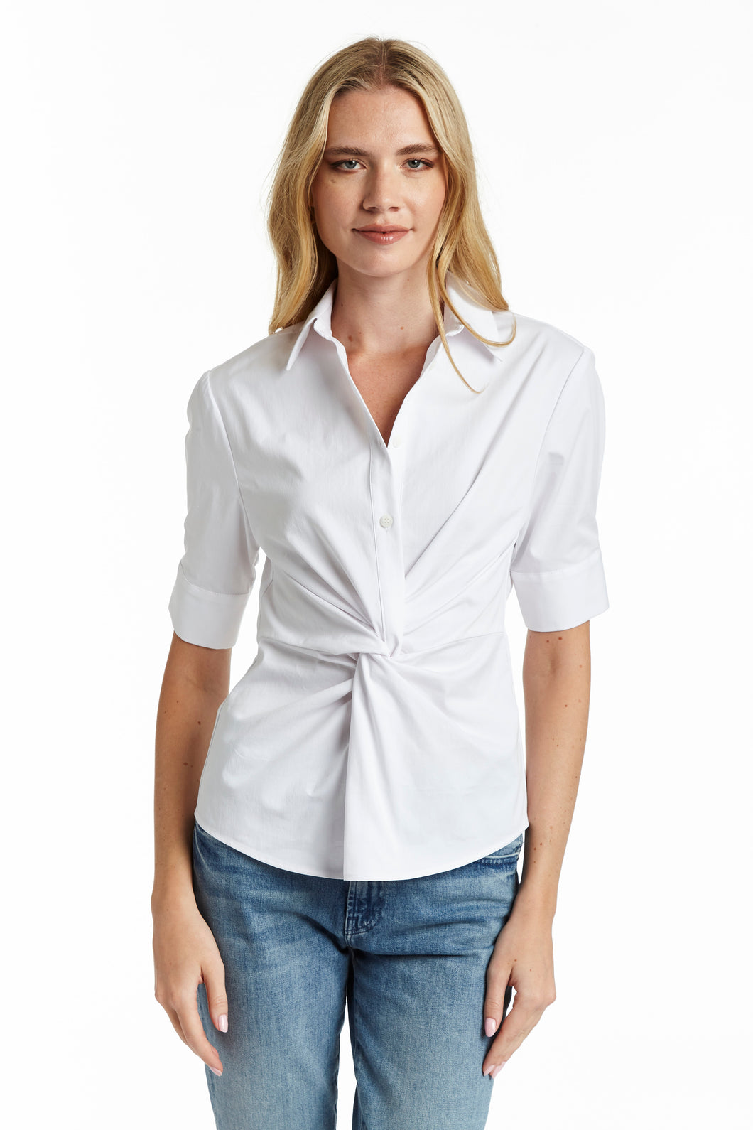 Model wearing Drew - Hailey Shirt in White.
