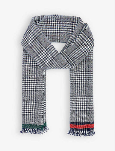 Begg & Co - Wash Vaudie Alex Wool Cashmere Scarf in Navy.