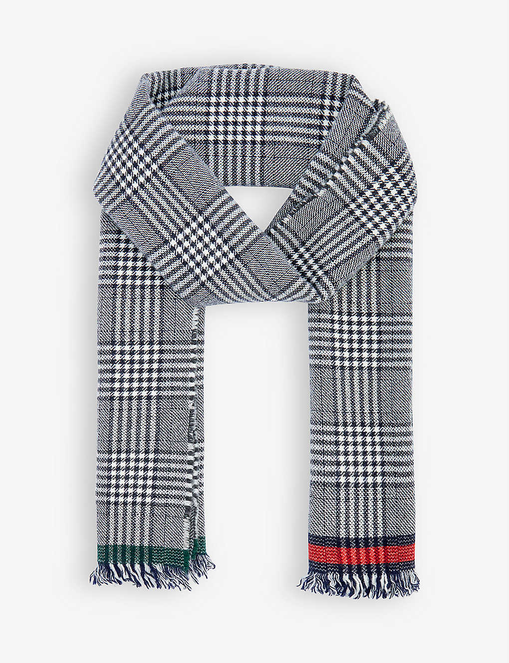 Begg & Co - Wash Vaudie Alex Wool Cashmere Scarf in Navy.