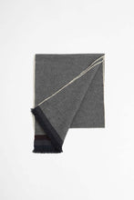 Load image into Gallery viewer, Begg &amp; Co - Wash Vaudie Weavers Wool Cashmere Scarf in Navy Burgundy
