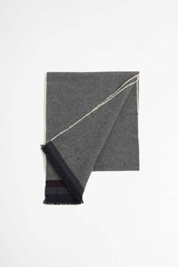 Begg & Co - Wash Vaudie Weavers Wool Cashmere Scarf in Navy Burgundy