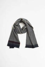 Load image into Gallery viewer, Begg &amp; Co - Wash Vaudie Weavers Wool Cashmere Scarf in Navy Burgundy
