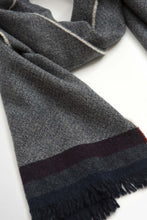 Load image into Gallery viewer, Begg &amp; Co - Wash Vaudie Weavers Wool Cashmere Scarf in Navy Burgundy
