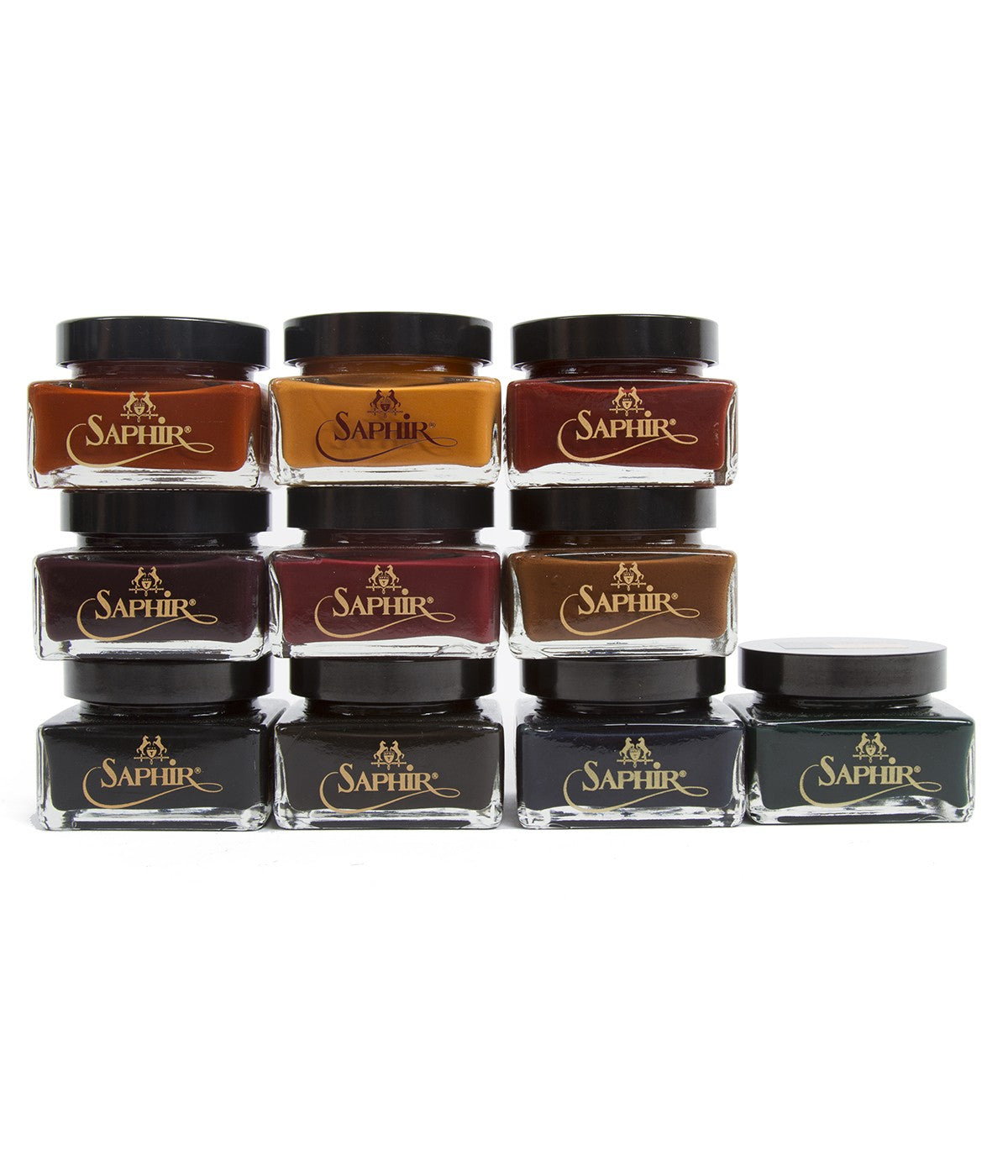 Colors of Saphir calfskin cream shoe polish.