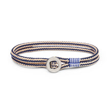 Load image into Gallery viewer, Pig &amp; Hen Don Dino bracelet in navy / sand with silver ring.
