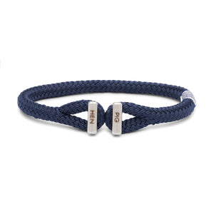 Pig & Hen Icy Ike Bracelet in navy with silver closure.