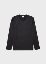 Load image into Gallery viewer, Sunspel - Riviera LS Crew Neck T-shirt in Charcoal Melange.
