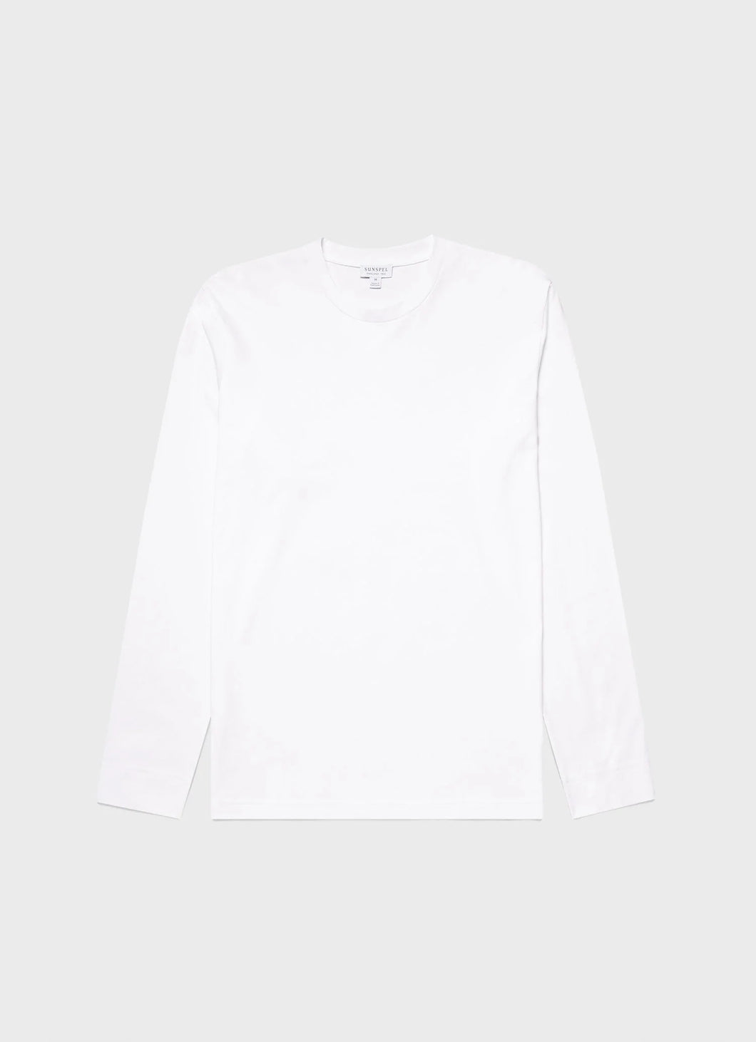 Sunspel - Riviera LS Crew Neck Supima Cotton T-shirt in White.