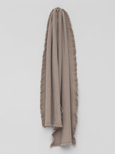 Begg & Co - Washed River Eco Twill Merino Cashmere Scarf in Dark Natural.