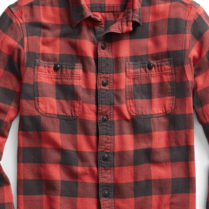 RRL - Long-Sleeve Twill Plaid Farrell Workshirt  in Red/Black.