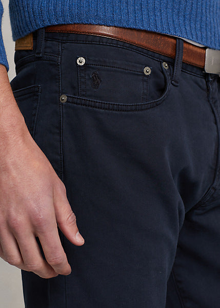 Model wearing POLO Ralph Lauren - Sullivan Slim Knitlike Chino Pant in Avaitor Navy.