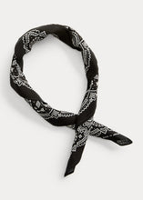 Load image into Gallery viewer, RRL Screenprint Canyon Logo Motif Bandana in Black.
