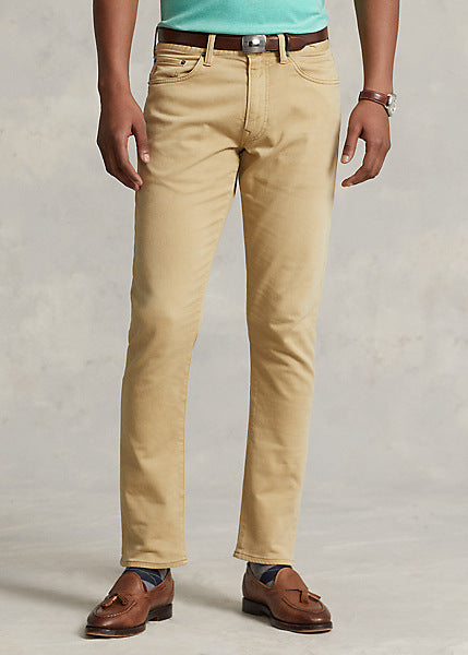 Model wearing POLO Ralph Lauren - Sullivan Slim Knitlike Chino Pant in Boating Khaki.
