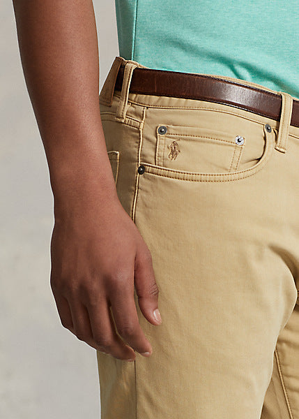 Model wearing POLO Ralph Lauren - Sullivan Slim Knitlike Chino Pant in Boating Khaki.
