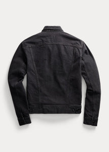 RRL - Worn-In Black Denim Trucker Jacket in Worn-In Black Wash - back.