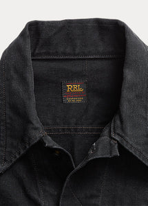RRL - Worn-In Black Denim Trucker Jacket in Worn-In Black Wash.