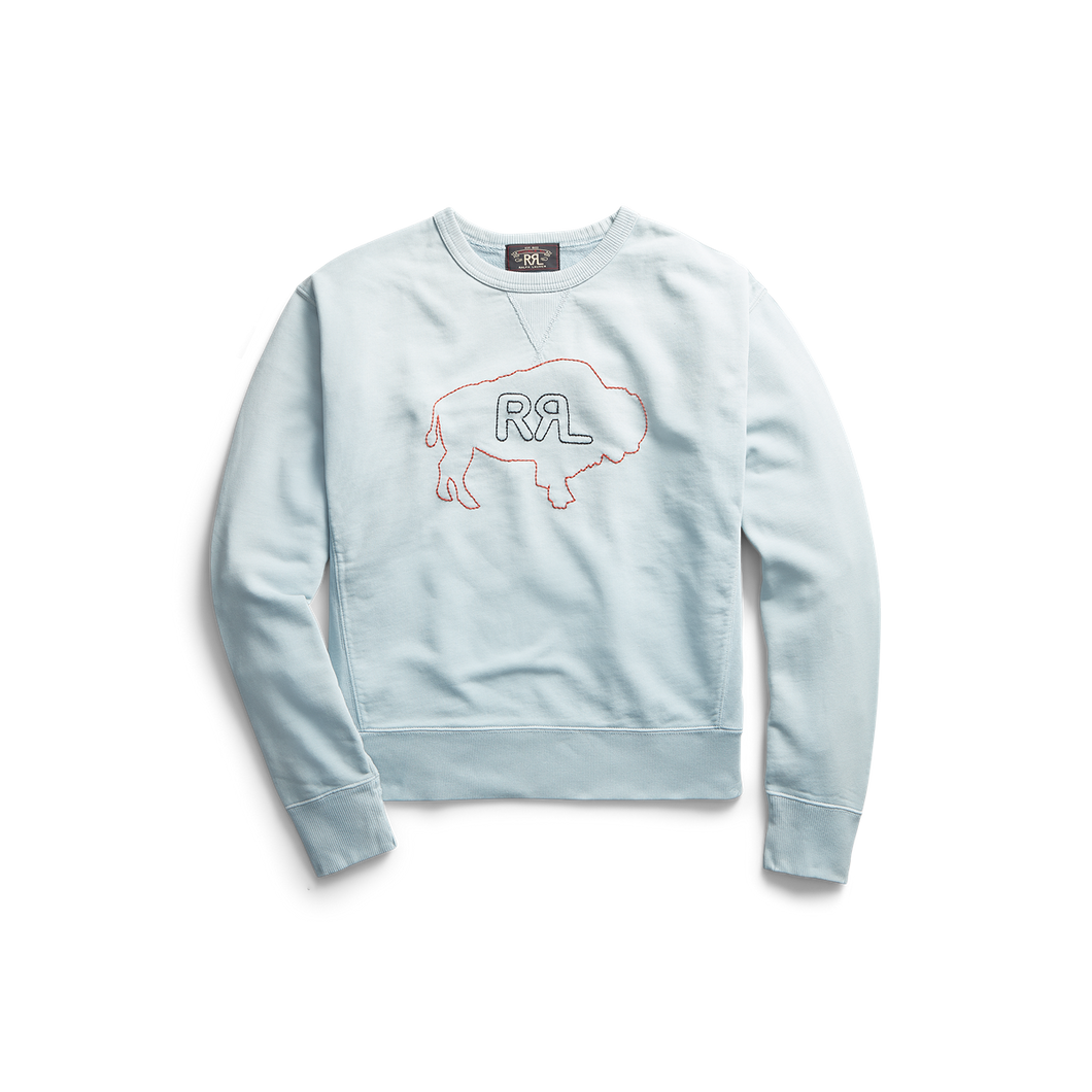 RRL - Long-Sleeve French Terry Double V Buffalo Graphic Crewneck Sweatshirt
