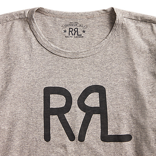 RRL - Short-Sleeve Ranch Brand Logo Cotton Jersey Crewneck Tee Shirt in Heather Grey.