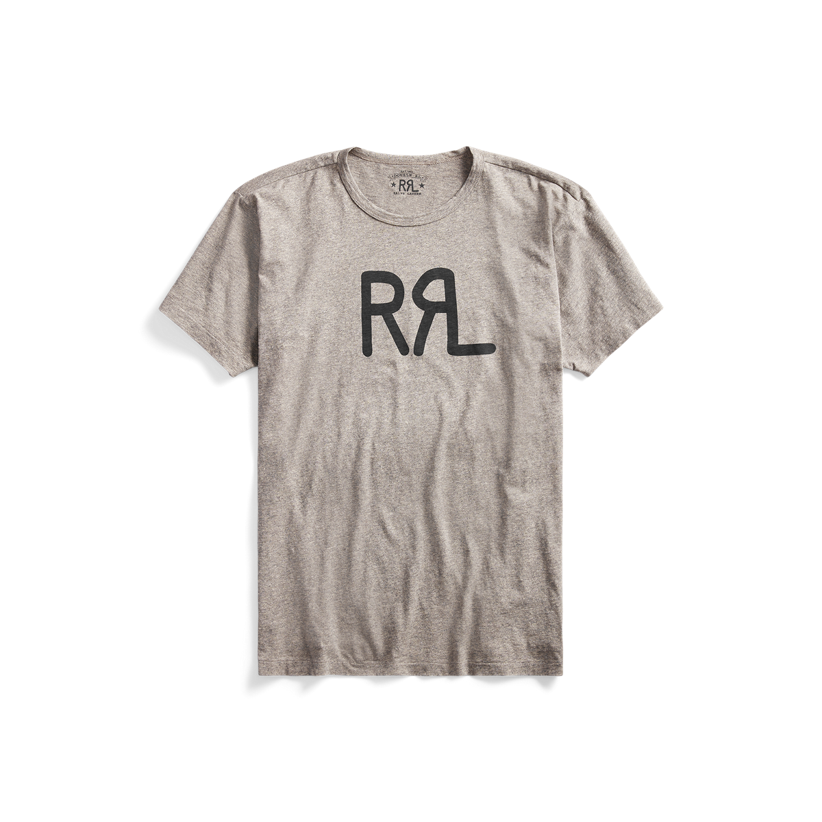 RRL - Short-Sleeve Ranch Brand Logo Cotton Jersey Crewneck Tee Shirt in Heather Grey.