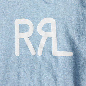 RRL - Short-Sleeve Ranch Brand Logo Cotton Jersey Crewneck Tee Shirt in Heather Blue.