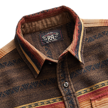 Load image into Gallery viewer,  RRL - Long-Sleeve Cotton Horse-Blanket Stripe Jacquard Matlock Workshirt in Brown Multi.
