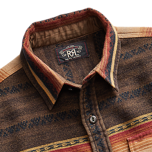  RRL - Long-Sleeve Cotton Horse-Blanket Stripe Jacquard Matlock Workshirt in Brown Multi.