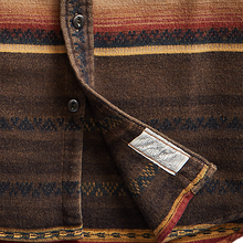 Load image into Gallery viewer,  RRL - Long-Sleeve Cotton Horse-Blanket Stripe Jacquard Matlock Workshirt in Brown Multi.
