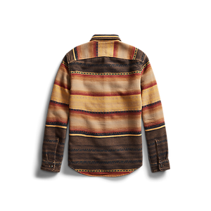  RRL - Long-Sleeve Cotton Horse-Blanket Stripe Jacquard Matlock Workshirt in Brown Multi - back.