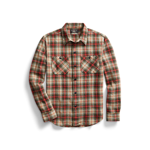RRL - Long-Sleeve Cotton Plain Weave Tartan Plaid Universal Camp Shirt in Cream Multi.