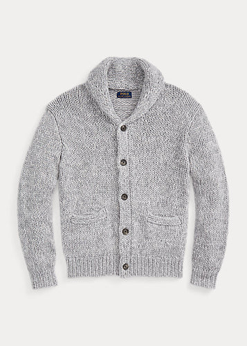 POLO Ralph Lauren - Cashmere Shawl-Collar Cardigan in Grey Multi.