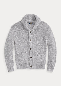 POLO Ralph Lauren - Cashmere Shawl-Collar Cardigan in Grey Multi.