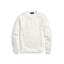 Load image into Gallery viewer, RRL - Long Sleeve Textured Cotton Waffle Knit Shirt in Paper White.
