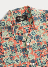 Load image into Gallery viewer, RRL - Print Woven S/S Camp Shirt in Teal/Multi.
