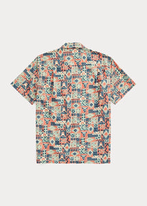 RRL - Print Woven S/S Camp Shirt in Teal/Multi.