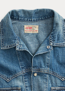 RRL - Hewson Indigo Denim Western Jacket in Hewson Wash.