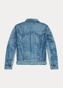 RRL - Hewson Indigo Denim Western Jacket in Hewson Wash - back.