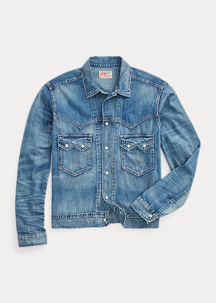 RRL - Hewson Indigo Denim Western Jacket in Hewson Wash.