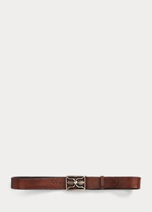 RRL - Leather Hawkins Belt with Metal Buckle