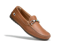 Load image into Gallery viewer, Riomar The Waterman Tan Slip on loafer side.
